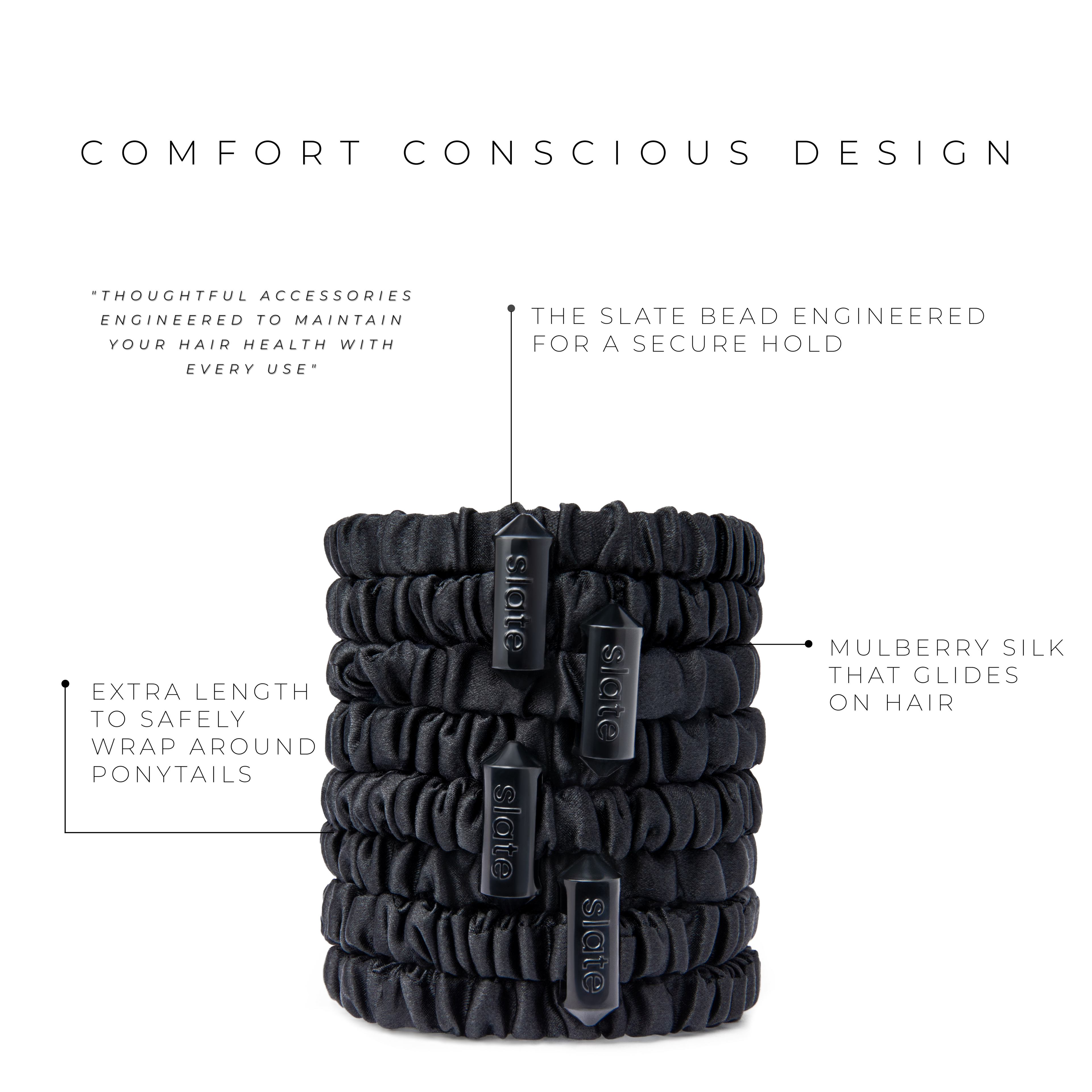 The Slate Scrunchie 4 Count | Black